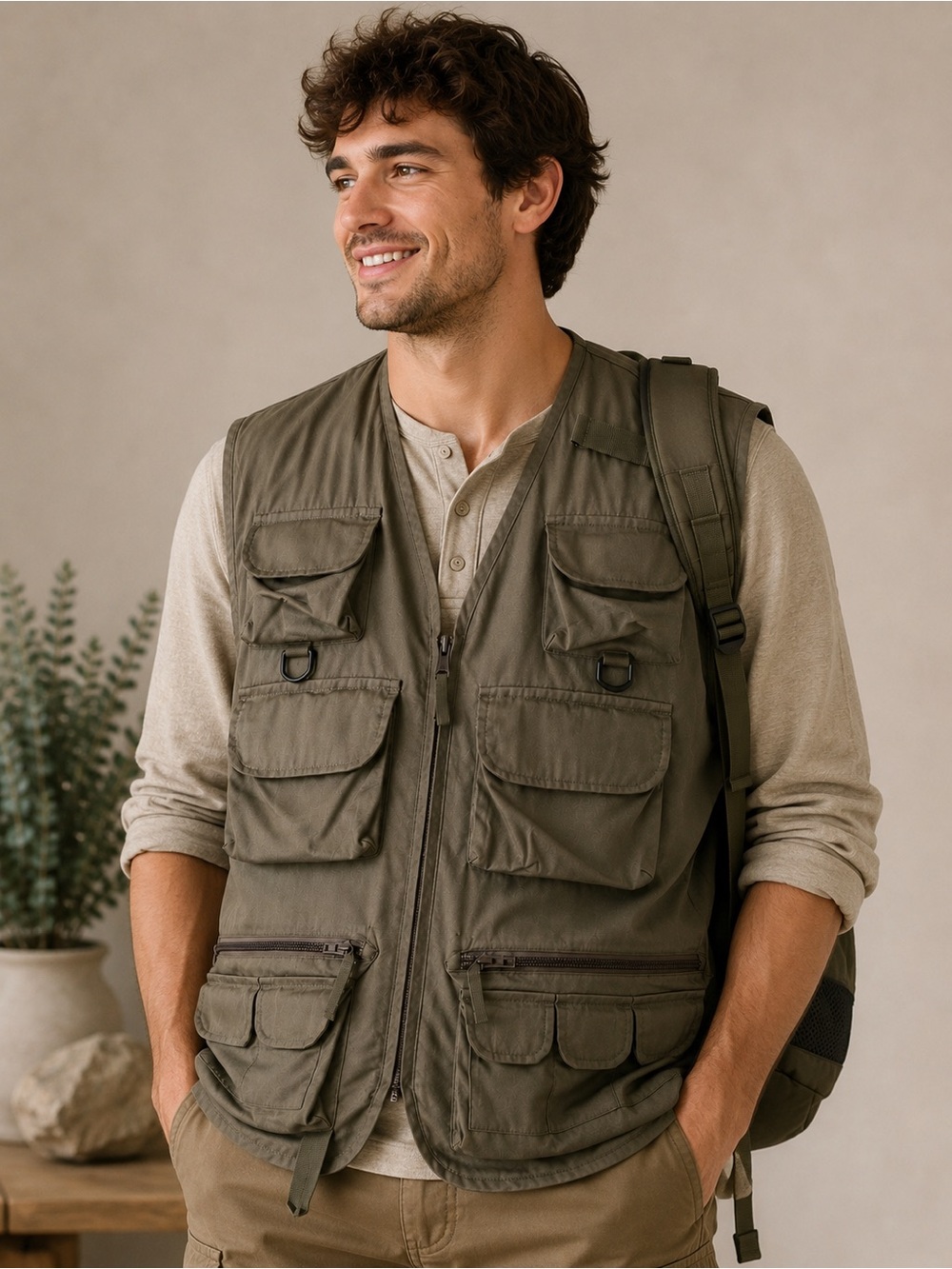 Werter’s XL Utility Fishing Vest Khaki Multi Pocket Outdoor Travel